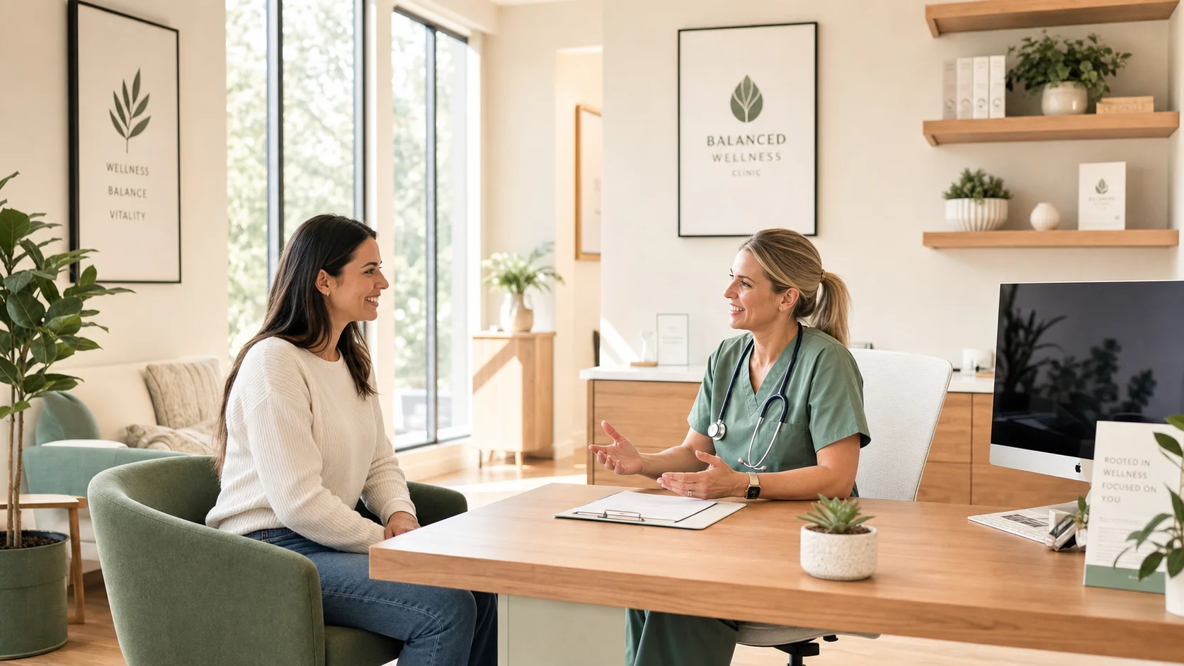 Bright modern wellness clinic consultation